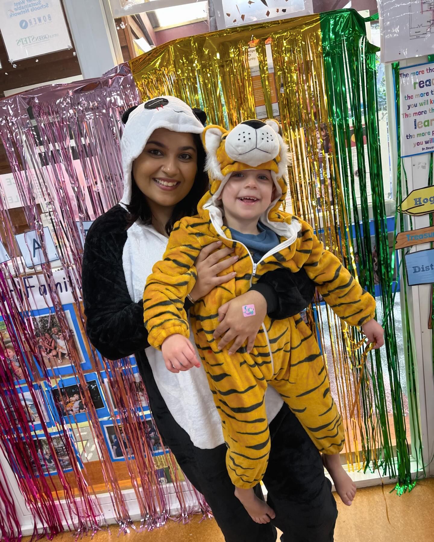 Educator and child celebrating dress-up day