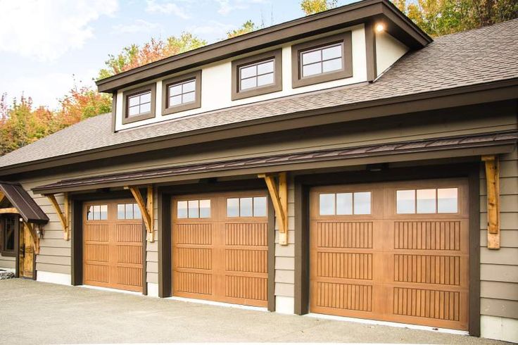 Custom wooden garage door on a home