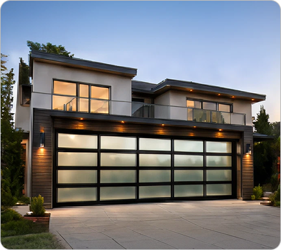 Residential and commercial glass garage door