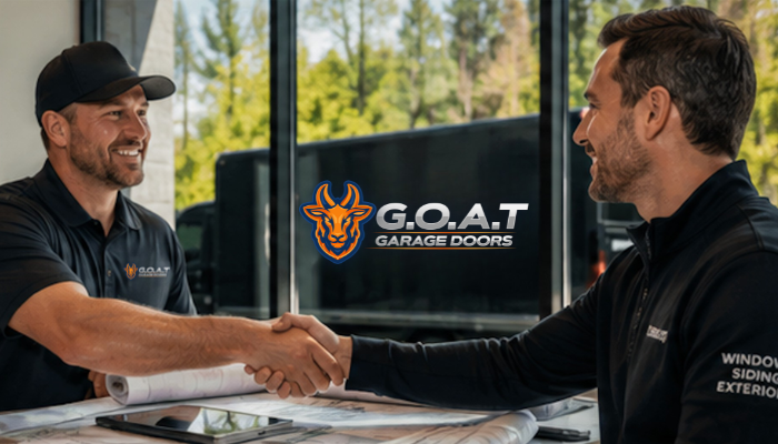 Two professionals shaking hands on a partnership
