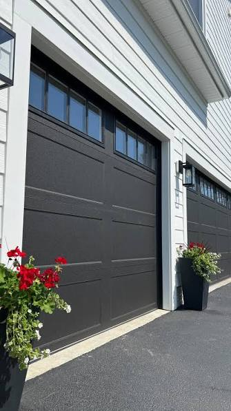 Long panel recessed garage door style