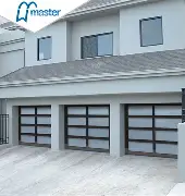 Aluminum framed glass garage door integrated into modern architecture