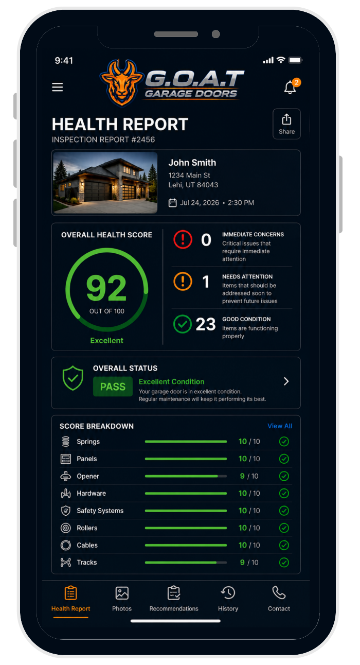 GOAT Health Report shown on a phone