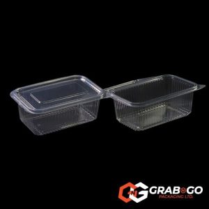 1000ml Clear Rectangular Hinged Lid Container (rPET)