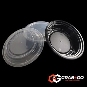 16oz Round Black Base Container with PP Clear Lid