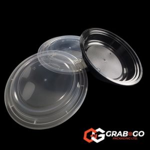 24oz Round Black Base Container with PP Clear Lid