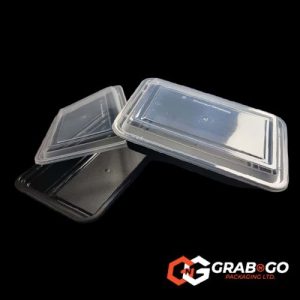 32oz Rectangular Black Base Containers with Clear Lids
