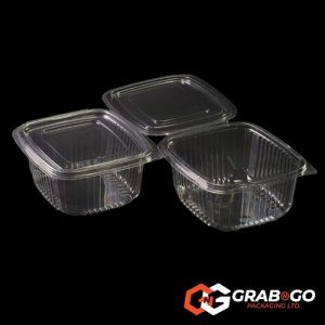 375ml Clear Rectangular Hinged Lid Container (rPET)