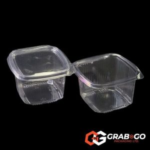 500ml Clear Rectangular Hinged Lid Container (rPET)