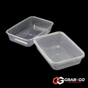 500ml Clear Rectangular Containers Complete with Lids (SD)