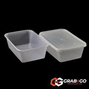 650ml Clear Rectangular Containers Complete with Lids (HD)