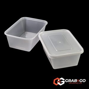 750ml Clear Rectangular Containers Complete with Lids (SD)