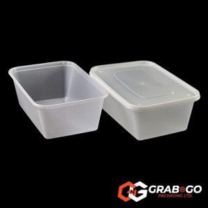 750ml Clear Rectangular Containers Complete with Lids (HD)