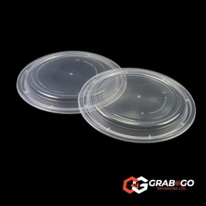 Clear Round Black Base Container Lids to fit all sizes (rPET)
