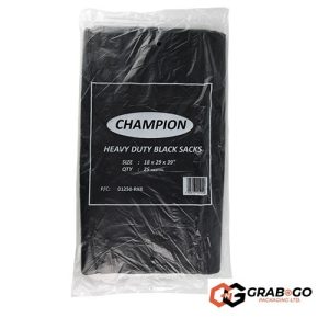 160g Champion Heavy Duty Black Sacks (39" x 29" x 18")