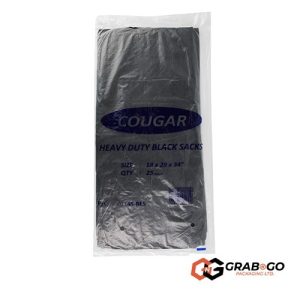 120g Cougar Heavy Duty Black Sacks (34" x 29"x 18")