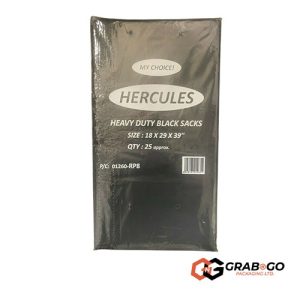180g Hercules Extra-Heavy Duty Black Sacks (39" x 29" x 18")
