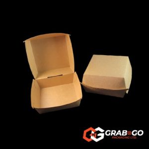 Large Kraft Burger Box Biodegradable - 105x105x70mm