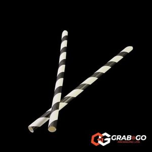 Black & White Striped Paper Smoothie Straw