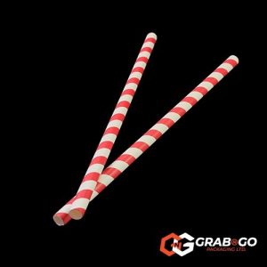 Red & White Striped Paper Smoothie Straw