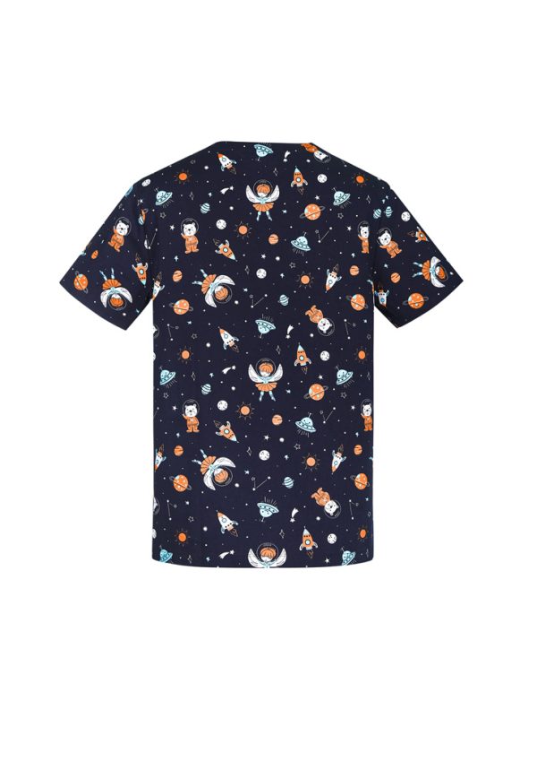 Mens Printed Space Party Scrub Top - Image 2